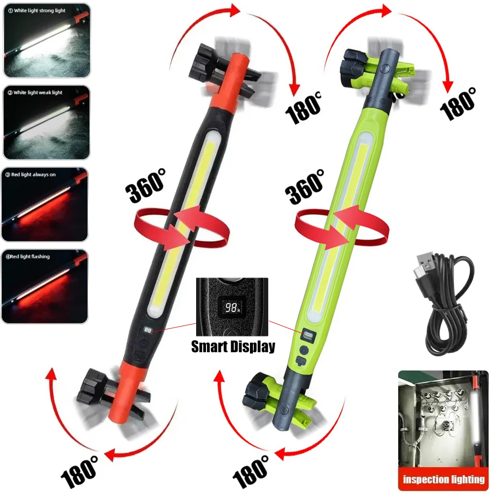 Superhelle Intelligente Digitale Anzeige Magnetische Arbeitsleuchte Wiederaufladbare Unterboden-Arbeitslampe für Autoreparatur und Außenbeleuchtung