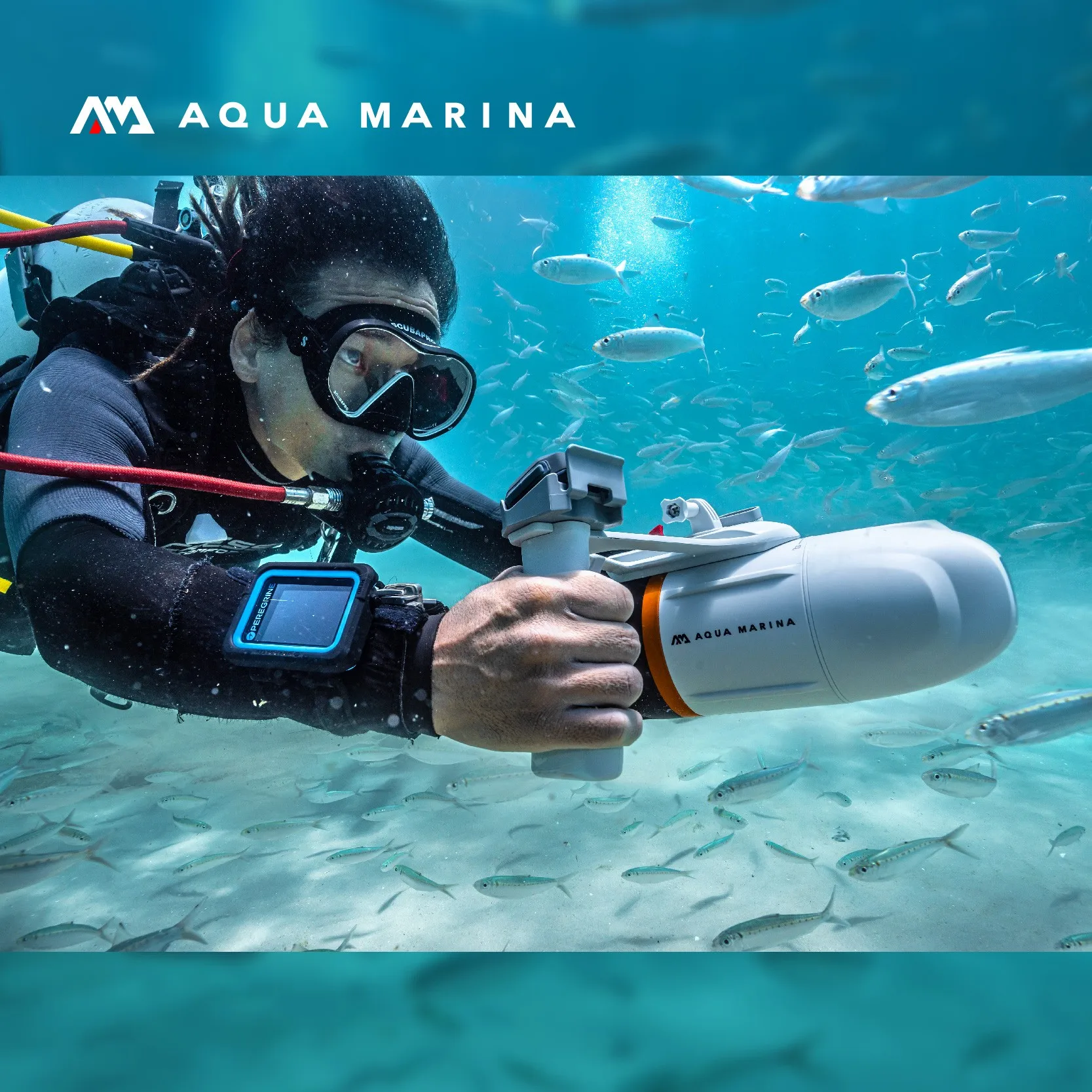 Aqua Marina BlueDrive X Pro Unterwasserscooter, elektrischer Seestrauber, SUP-Motor, Flosse zum Tauchen, Schnorcheln, Schwimmen, Booster Image