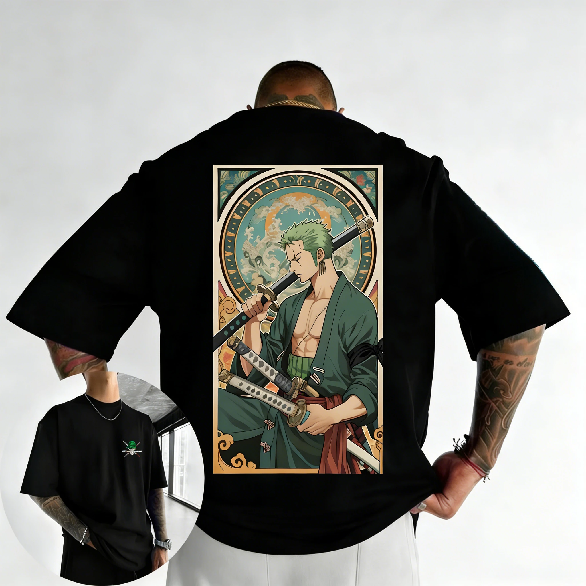 One Piece Anime Roronoa Zoro Bedrucktes T-Shirt 2026 Sommer Herren und Damen Street Hip Hop Locker Lässig Y2K Eltern-Kind-Oberteil