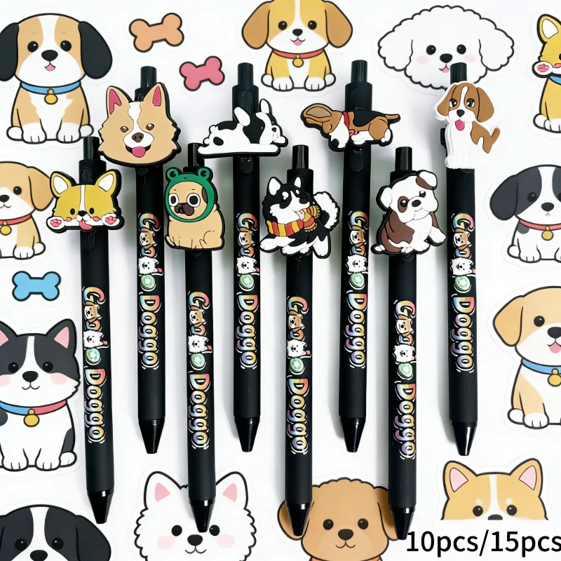 10 Stück/15 Stück Kugelschreiber mit Hundemotiv, Druckkugelschreiber, Geschenk für Schüler, hochwertiger Unterschriftenstift, für Tierliebhaber Image