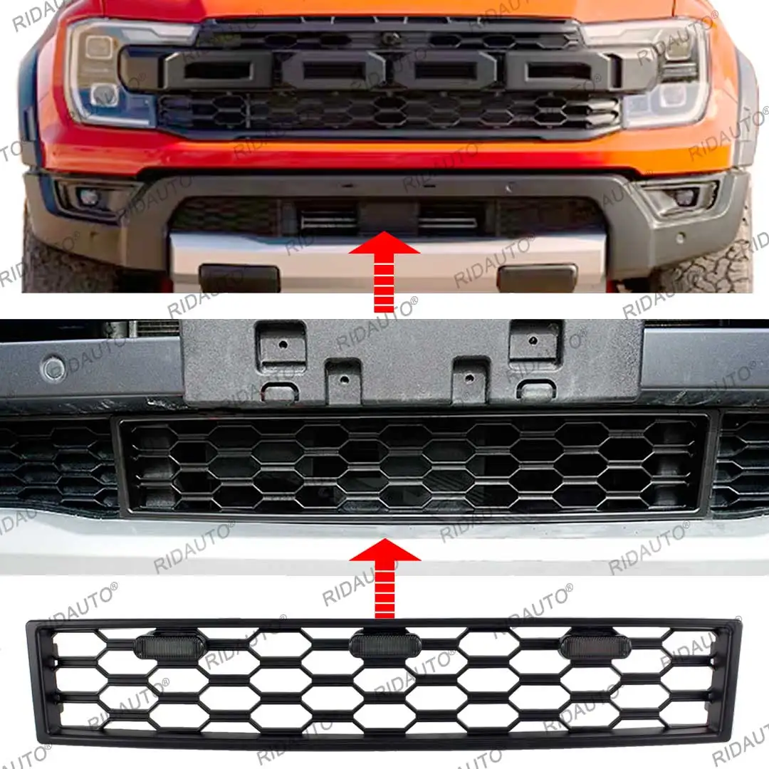 Paraurti anteriore Griglie automatiche Griglia in plastica ABS Griglia a rete inferiore per FORD Ranger RAPTOR 2023-2025 + Camioncino Piccole griglie per paraurti