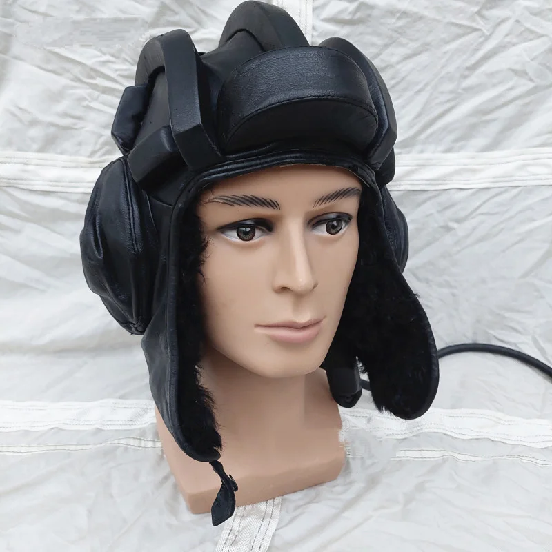 Leder 65/59 Tankkappe mit großen Ohren, Wollschaffell-Reithelm, klassischer Pilotenhut aus Leder zum Sammeln Image