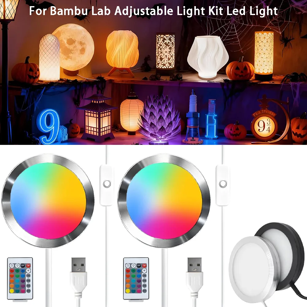 USB 5V 3W RGB LED-Lampen-Set für Bambu Einstellbares Licht-Kit Unterbauleuchte LED-Licht Hardware DIY Modell 3D-Drucker Zubehör