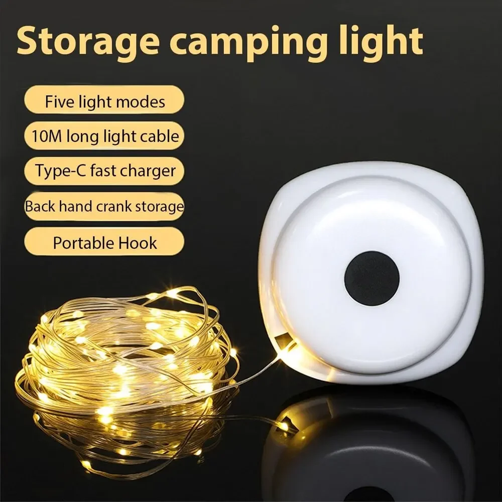 Outdoor-Gartendekoration Lampe LED Wiederaufladbare Campinglampe Atmosphäre 10M IPX4 Wasserdichter Recycelbarer Lichtgürtel für Zelt und Raum