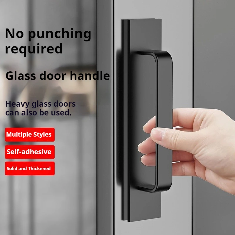 2 Stück schwarze ovale Türgriffe aus Aluminiumlegierung | Push-Pull, bohrfreie Installation für Garagen- und Schranktüren