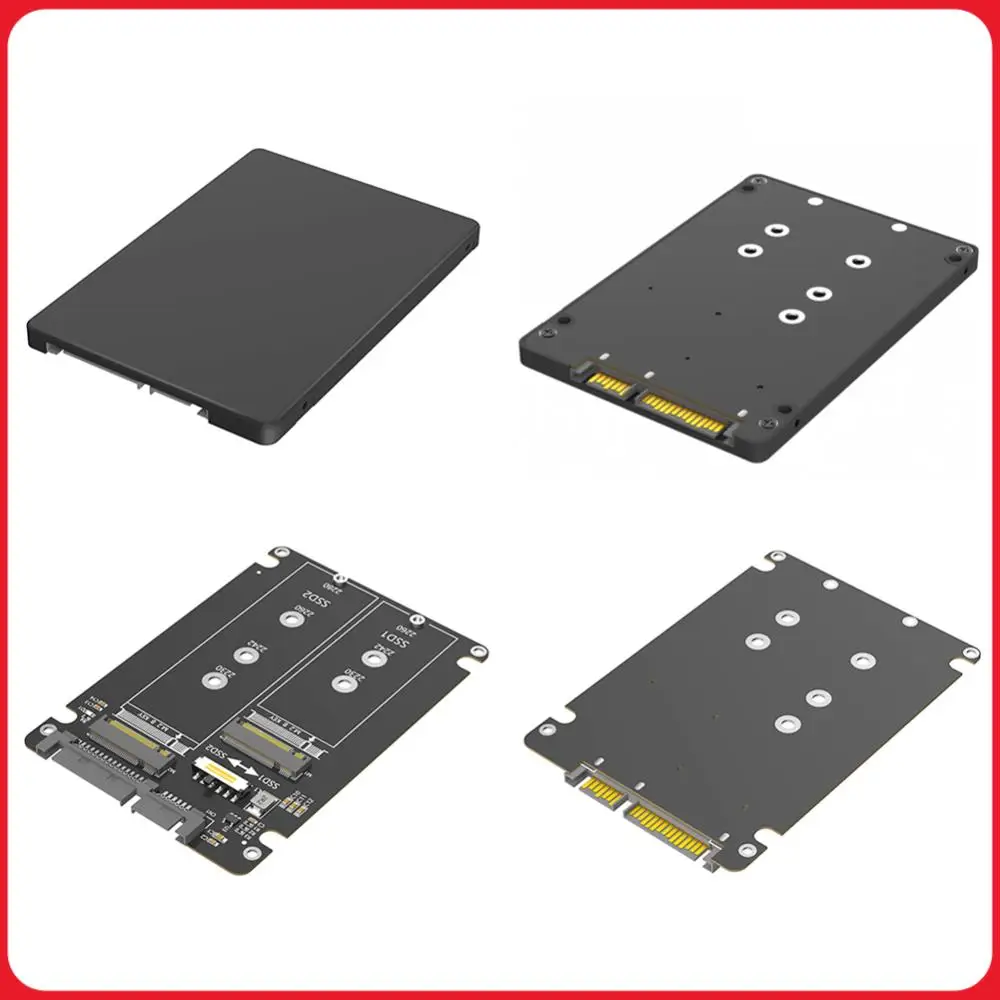 Dual M.2 B-Key NGFF SSD zu 2,5 Zoll SATA III Adapter M2 NGFF zu SATA Adapterkarte HDD-Festplattenlaufwerk-Gehäuse SSD-Gehäuse mit Hülle Image