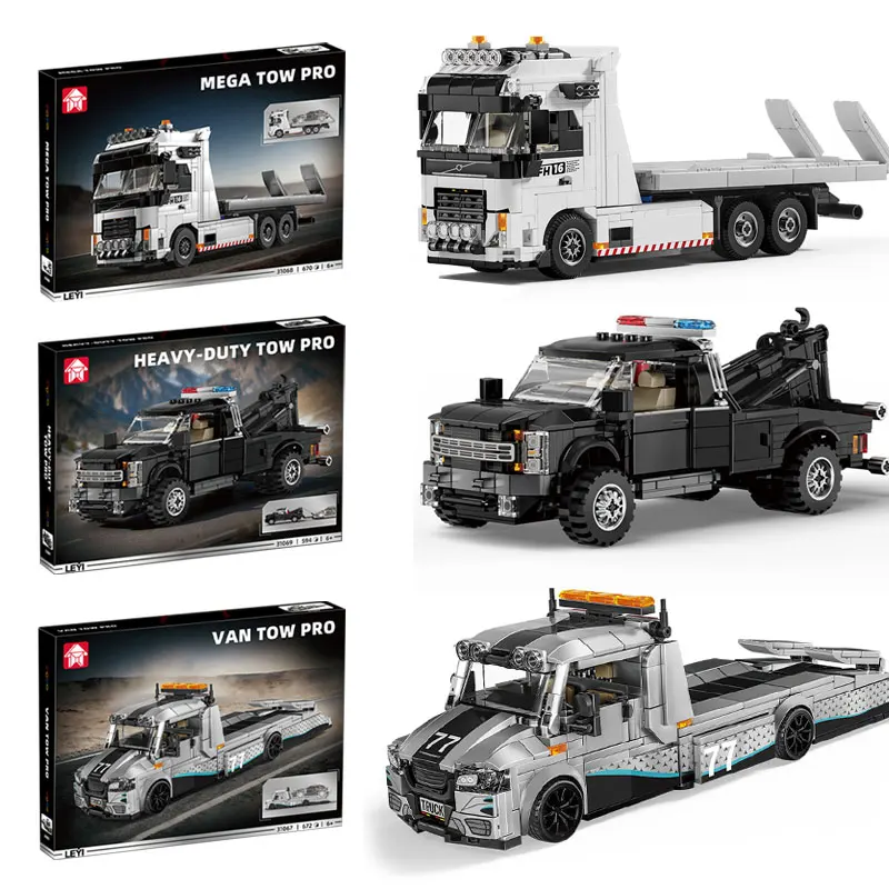 Schwerlast-Abschleppwagen-Serie Bausteine Technisches MOC Bergungsfahrzeug Abschleppwagen-Modell Konstruktionssteine Kindergeburtstagsgeschenk Image