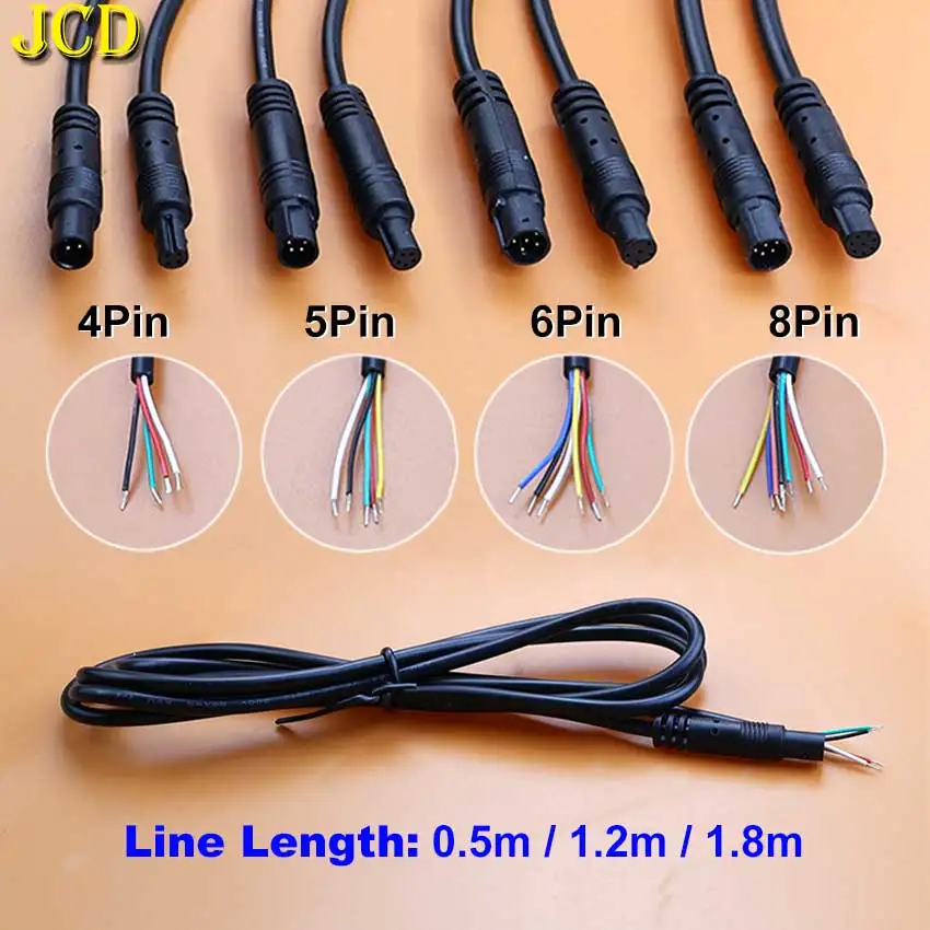 JCD 4Pin 5Pin 6Pin 8Pin Jack Auto DVR Umkehr Rückspiegel Kamera Verlängerung Kabel Männlich Weiblich Stecker DIY Power Linie Kabel