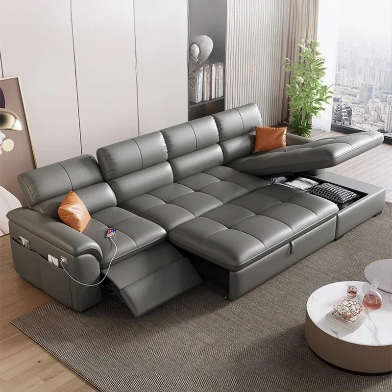 Designer-Ledersofa, Wohnzimmer, verstellbare Lounge, faltbares Sofa, verstellbar, modular, minimalistisch, Woonkamer Banken Lounge-Möbel Image