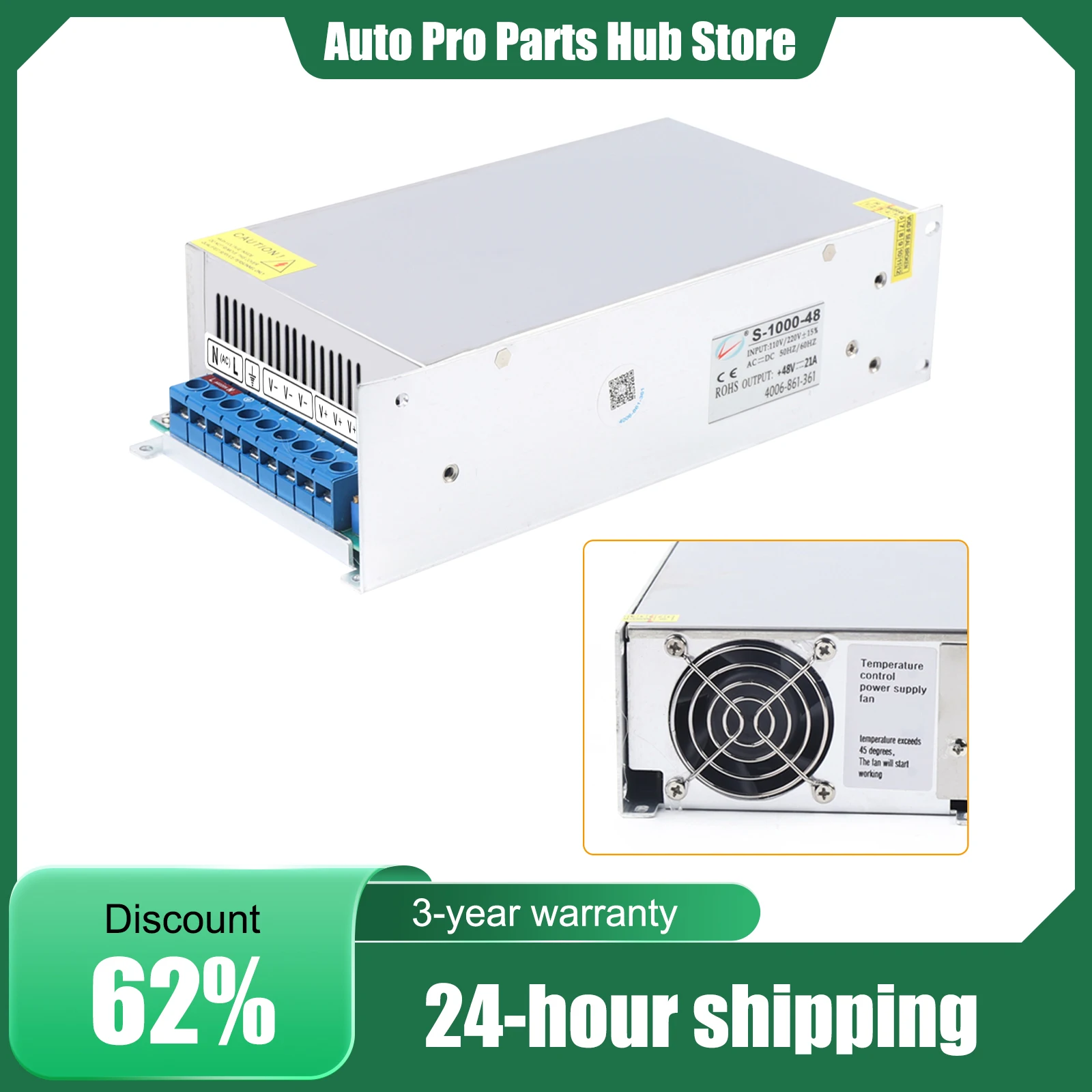 48V 20A 1000W Schaltnetzteil, DC-geregelte LED-Streifen CCTV-Sicherheitssystem Netzteil-Konverter, wasserdicht Image
