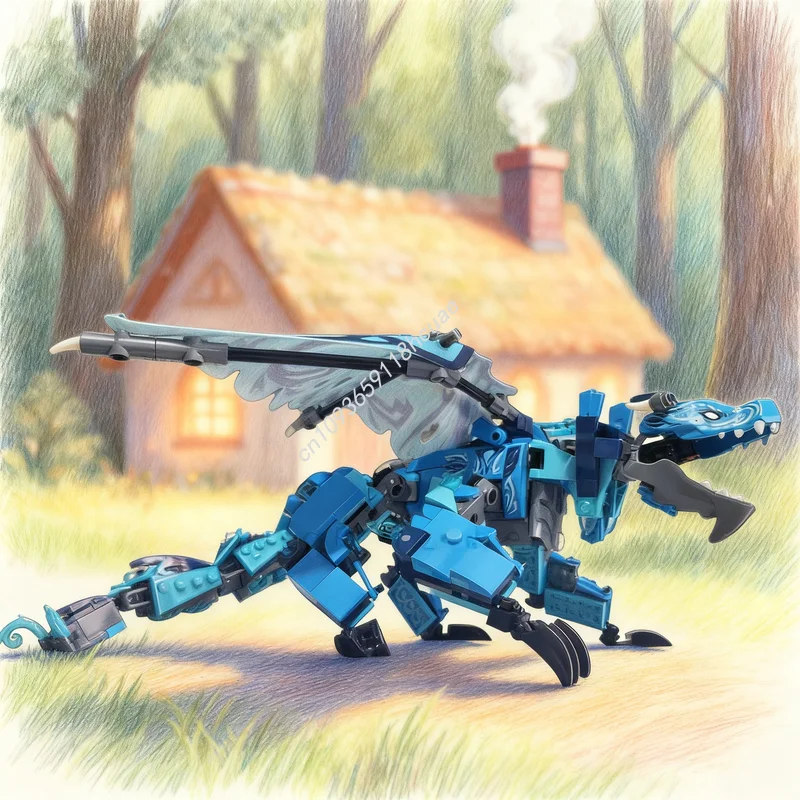418 stücke MOC Chonkie Wasser Drache Ninjago Modell Bausteine Bau DIY Spielzeug Kreative Bildung Weihnachten Geschenke Idee Image