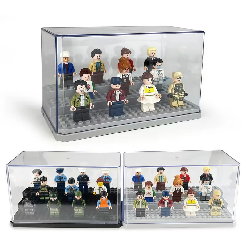 Acryl-Minifiguren-Vitrine Stapelbare und Staubdichte Baustein-Ausstellungsbox für Lego-Actionfiguren Spielzeug-Aufbewahrung