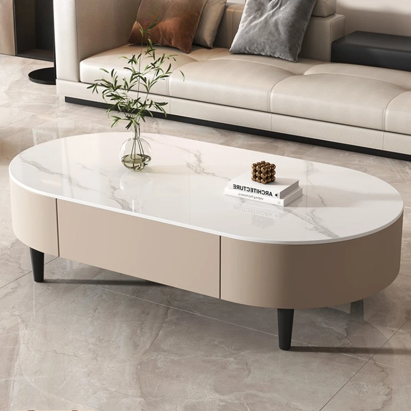 Couchtisch aus Schiefer, ovaler Teetisch für Zuhause und Wohnzimmer Image