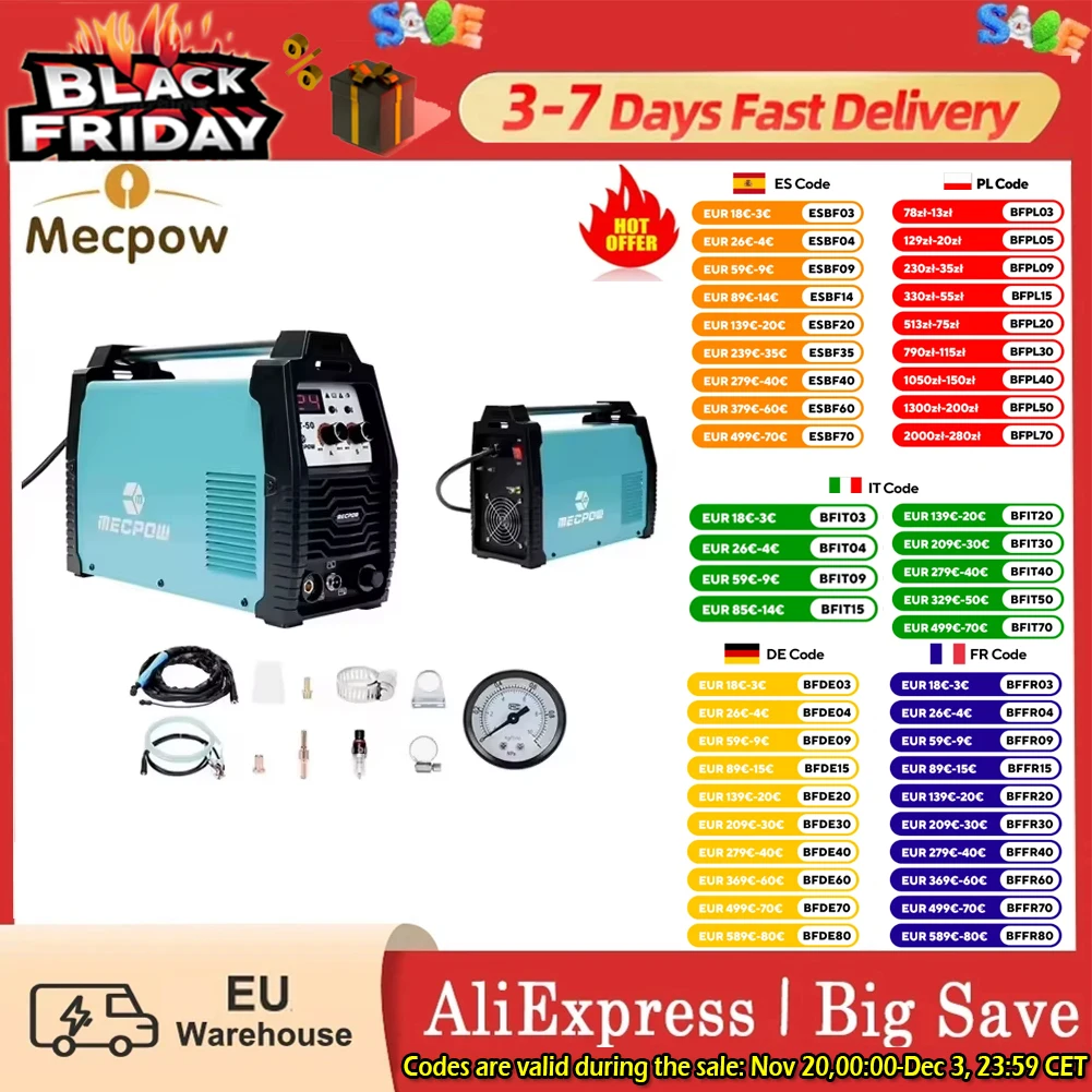 Mecpow Cut-50 Plasmaschneider, IGBT-Inverter-Technologie, Kontaktbogenstart, intelligenter Lüfter, schneidet 5–15 mm Materialien Image
