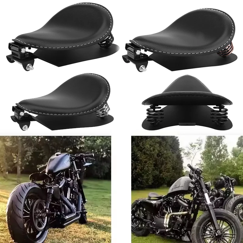 Für Yamaha V-Star 250 650 950 1100 1300 Für Suzuki Bobber Motorrad Frühling Solo Sitz Basis Sattel PU Leder vorne Fahrer Sitz Image