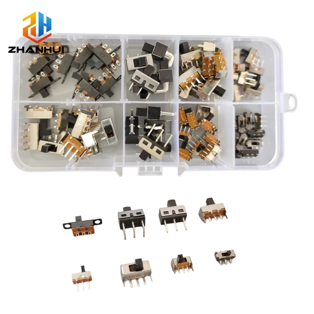 70 Stück/Box Mikro-Schiebeschalter-Set - SS12F15 SK12D07 Ein-Aus Mini-Kippschalter PCB-Montage für Arduino-Projekte Image