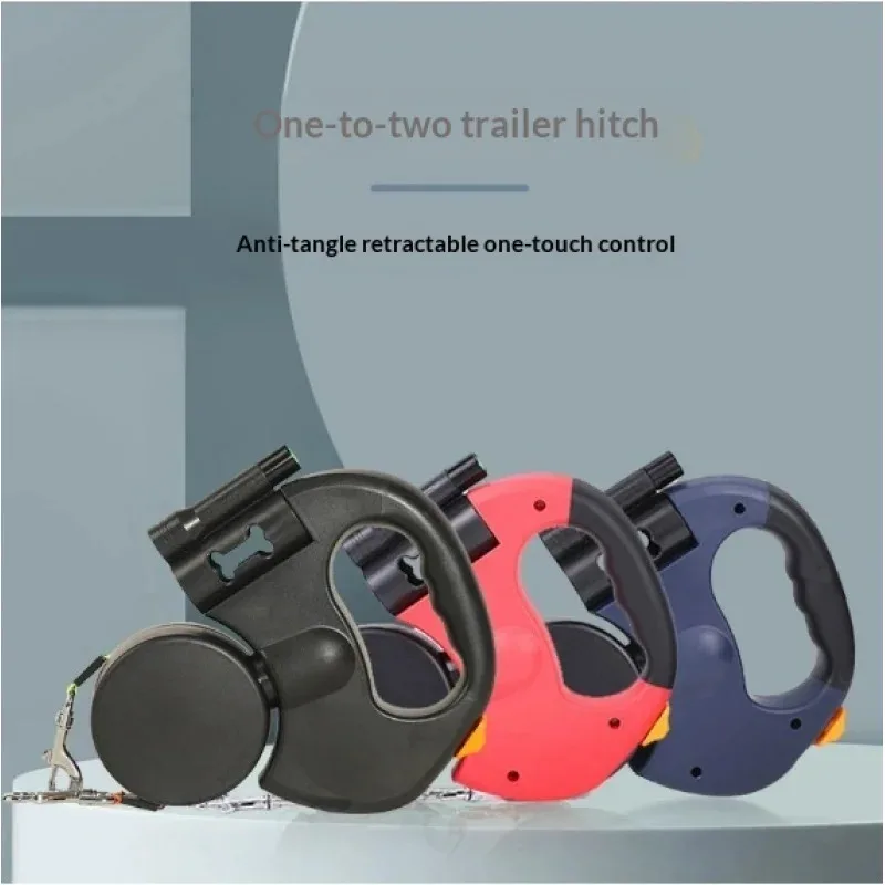 Einziehbare Hundeleine mit zwei Enden – erweiterbare 2-Hundeleine 3 m für Spaziergänge und Gartenarbeit, freihändige Leine (CE-zertifiziert) Image