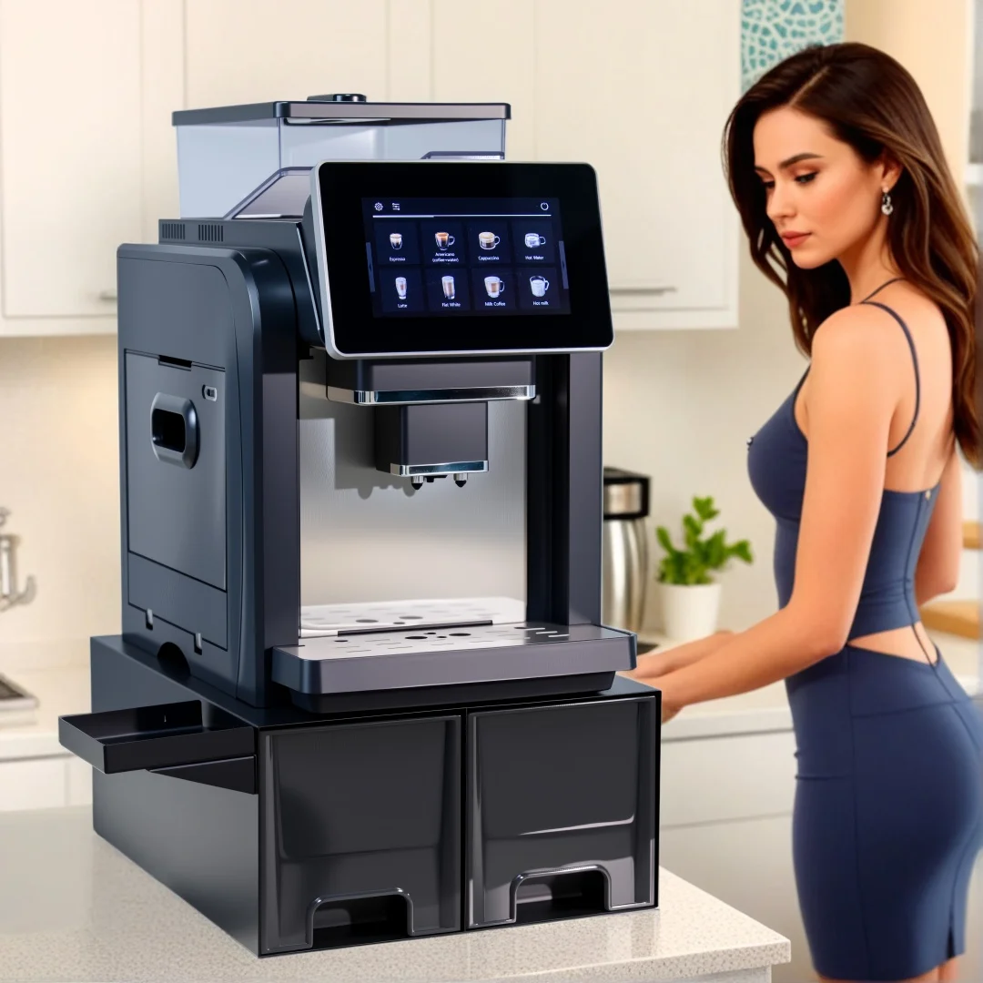 CE Elektrische kommerzielle Kaffeemaschine, 19-Bar-Espressomaschine, vollautomatische Espressomaschine mit Bohnenmühle und Milchaufschäumer Image