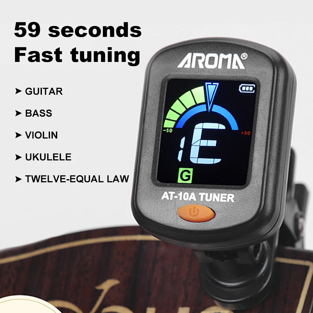 Clip-On-Tuner, faltbar, drehbar, Akustikgitarren-Tuner, E-Gitarren-Tuner für Akustik-/E-Gitarre, Ukulele, Violine, Bass Image