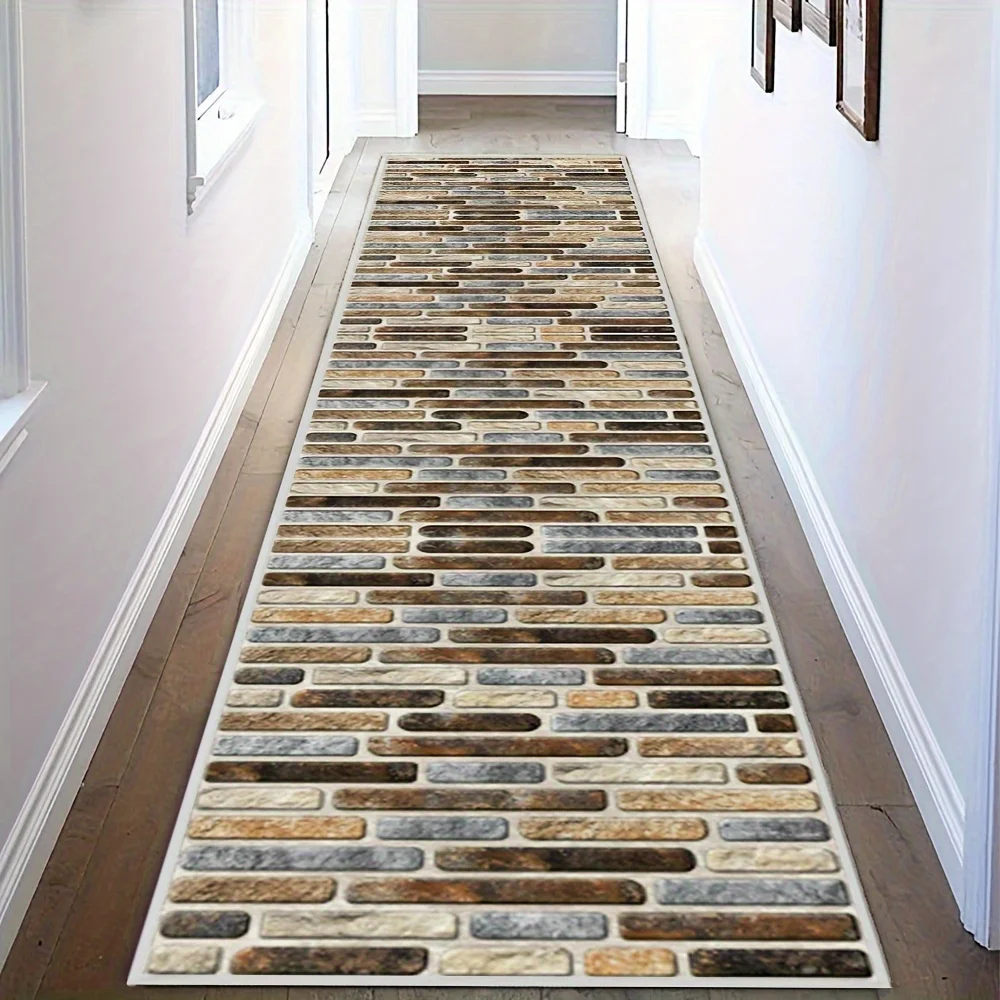 VIKAMA Fliesenmuster-Teppich Simulierter 2D-Bodenbelag Fußmatte Küchenteppich Luxus-Läufer für Schlafzimmer Teppich für Wohnzimmer Heimdekoration