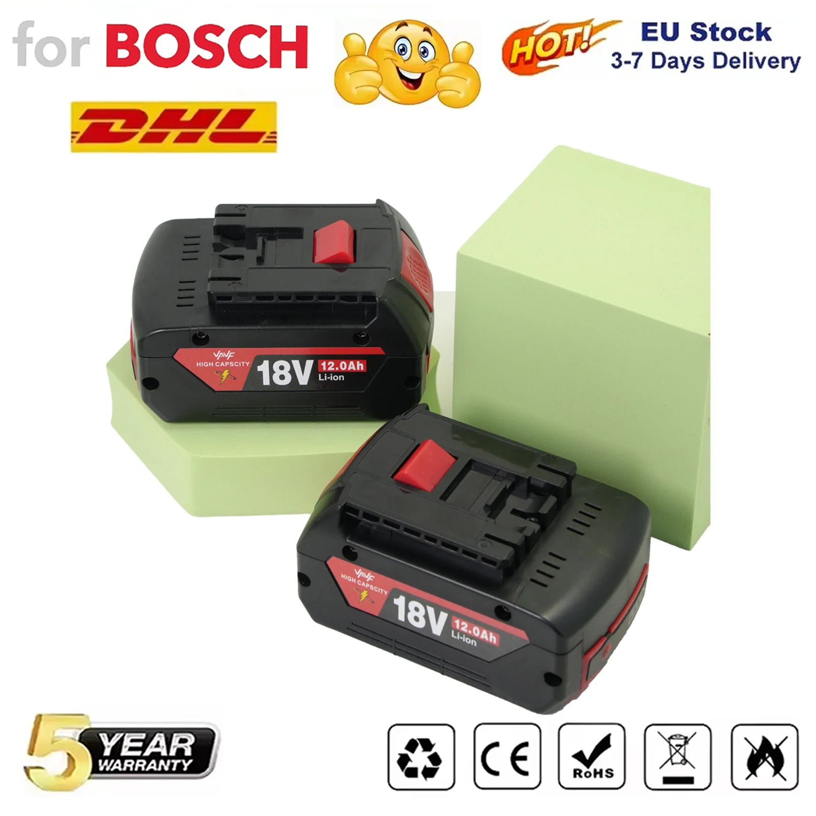 Original für Bosch ️ 18V 12,0Ah Akku Drahtlose Stromversorgung ️ Werkzeug-Lithium-Akku, BAT609 BAT610G BAT618 BAT620 BAT622GSR Akku Image