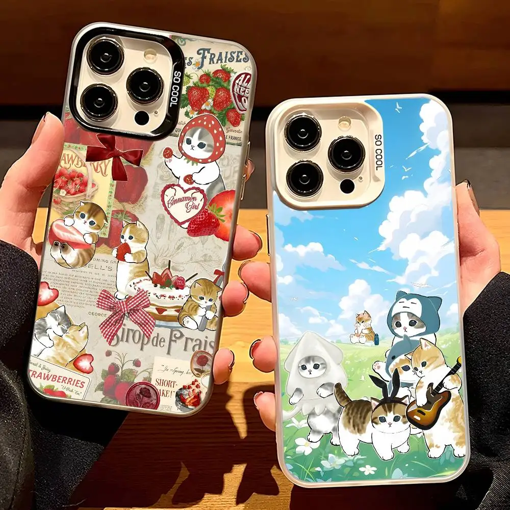 Lustige süße M-Mofusand CAT Handyhülle für Apple 11 12 13 14 15 16 Pro Max Plus Protect Plating fortschrittliche Handyhülle Image