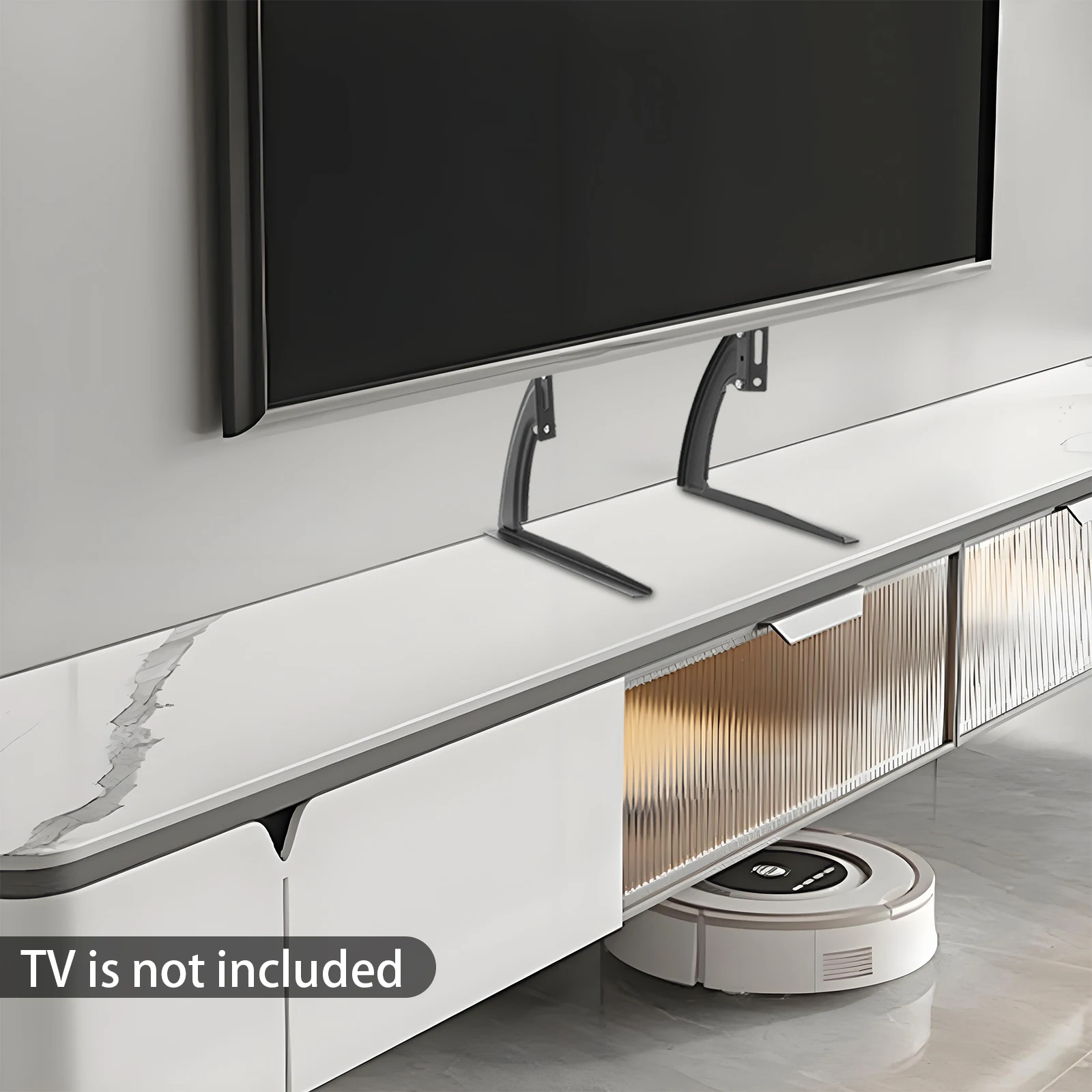 Support TV universel pour table, charge maximale 77 lb, base réglable en hauteur, installation sans perçage pour téléviseurs LCD de 32 à 70 pouces