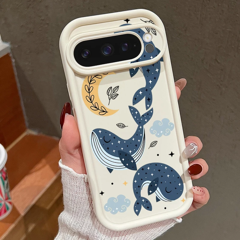Weiche TPU-Handyhülle für Google Pixel 10 9 8 7 Pro Pixel 9 10 Pro XL Cartoon-Wal-Muster Rückseite für Google Pixel 9A 8A 7A Image