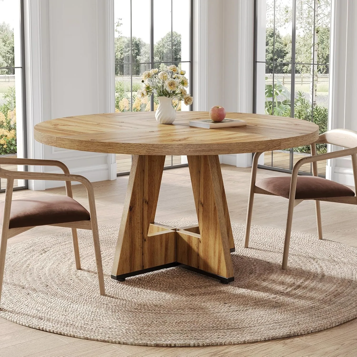 LITTLE TREE 47 Zoll runder Esstisch für 4–6 Personen, moderner Esstisch für Esszimmer, Küche, Wohnzimmer