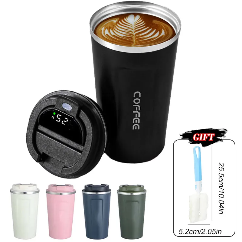 510ml intelligente LED-Temperatur anzeige Edelstahl Kaffeetasse Temperatur messung Isolierung Outdoor-Auto tragbare Tasse Image