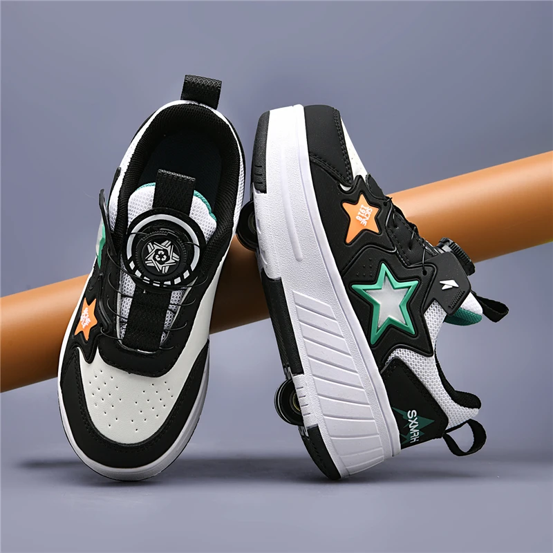 4-Rad-Rollschuhe für Kinder, Jungen und Mädchen, Verwandelbare Skateschuhe, Modische Outdoor-Sportschuhe für Kinder und Damen