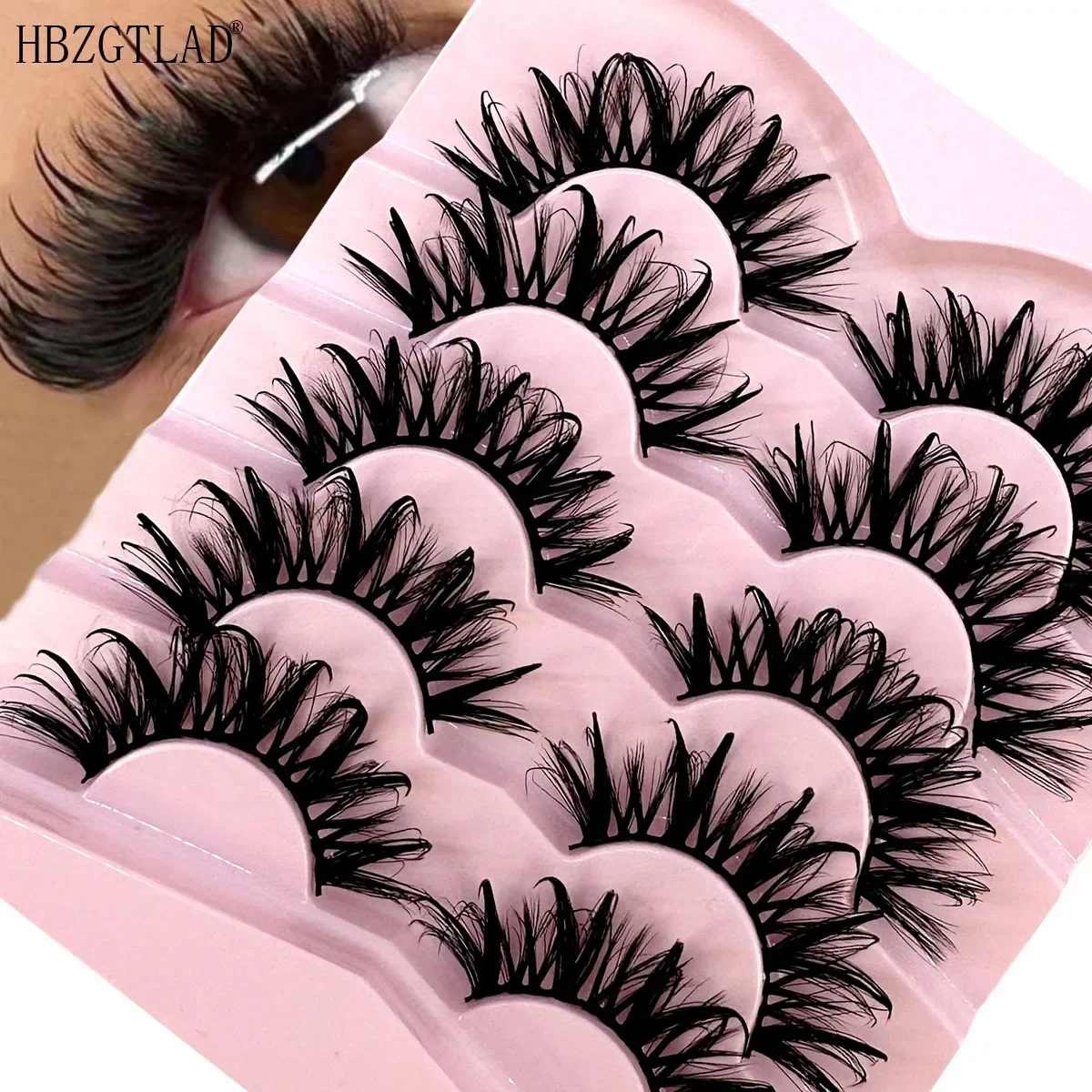 Dramatische Tropf-falsche Wimpern, stacheliger Wet-Look, falsche Wimpern, hydratisierter Effekt, künstliche Wimpern, 5 Paar, Multi-Pack Image