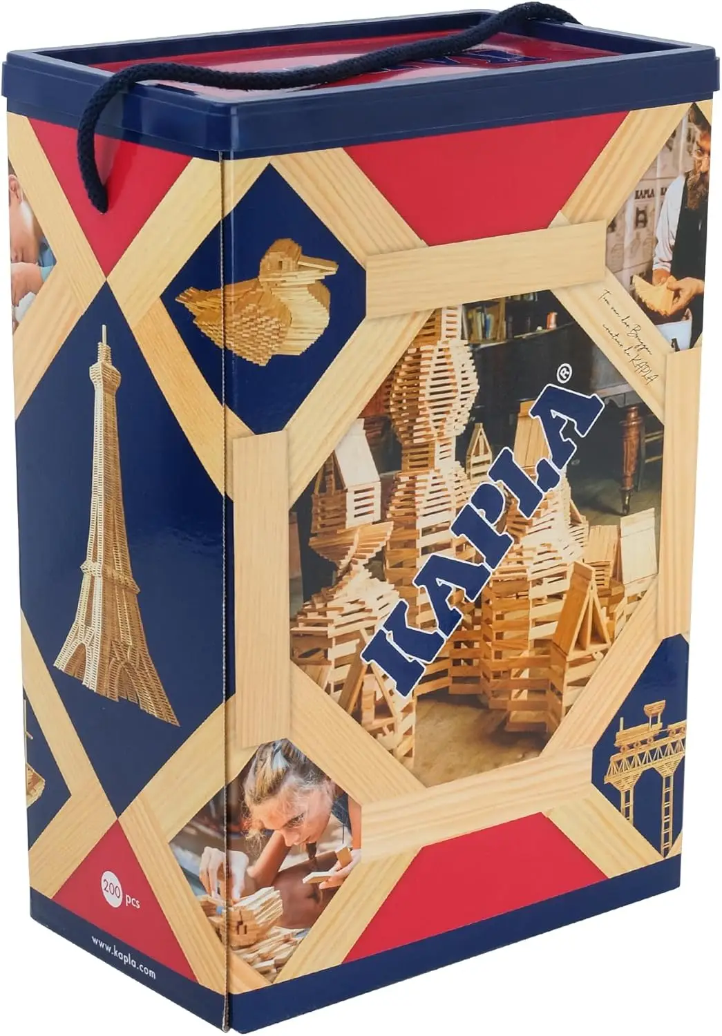 APLA Die traditionelle Box mit 200 natürlichen Holzplättchen, Konstruktions-Holzspielzeug, ab 2 Jahren