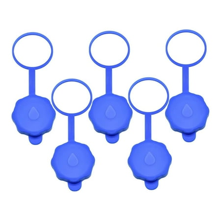 5 Gallon Water Jug Caps 5 Pcs Food Grade Silicone Reusable Replacement Lid Fit for 55mm Standard/Screw Top Water Dispensers Leak-Proof Cap Compatible with Most Water Bottle Cap(Blue)