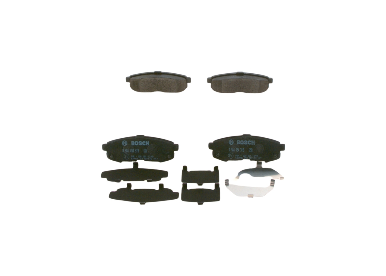 BOSCH Bremsbelagsatz MAZDA 0 986 494 319 7978D107,BP1209,E990R02A10811299 LEY42643ZA,LEY52643Z,LEY42643Z,LEY42648Z,LEY42648ZA,LEY52643ZA,LEY52648ZA Image