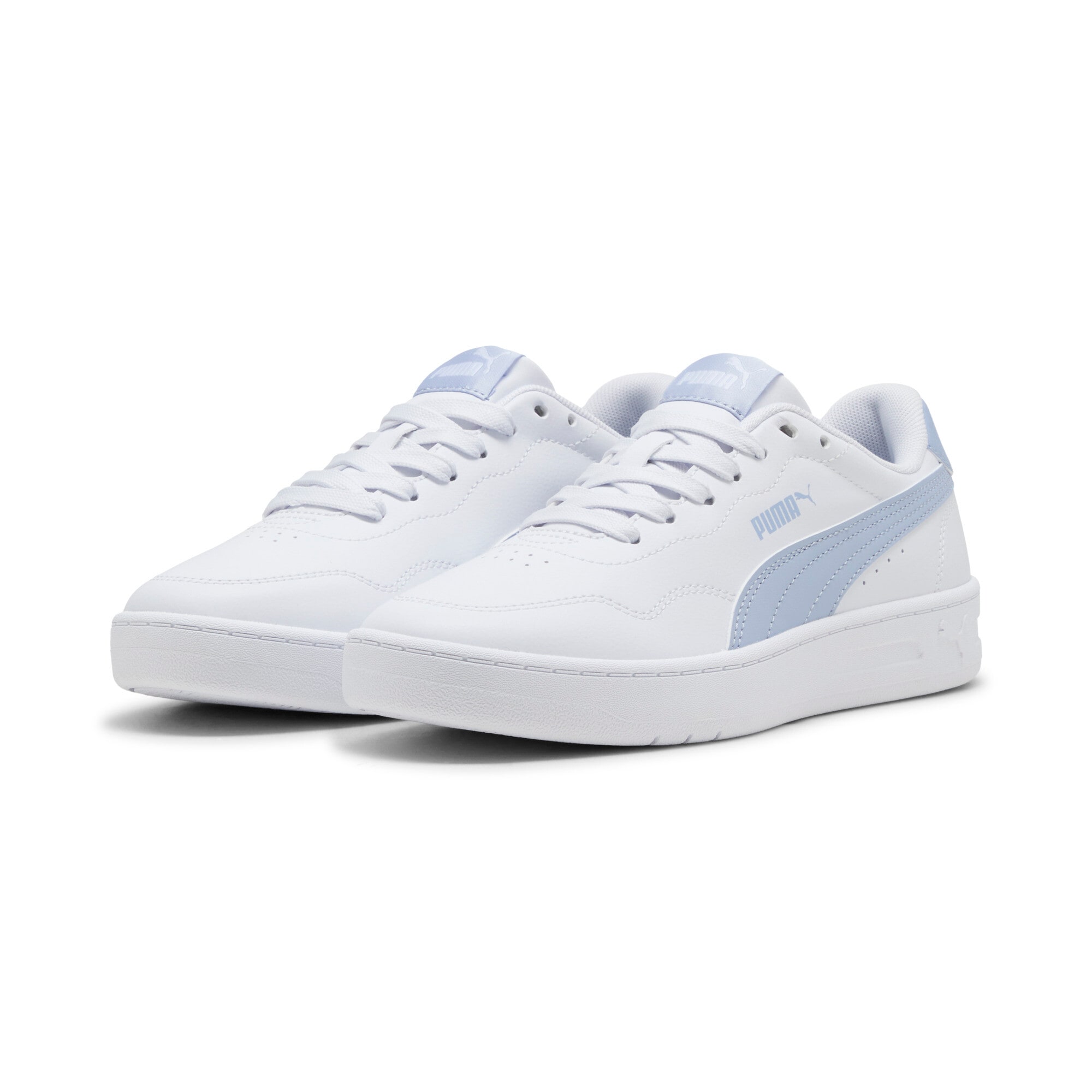 Sneaker PUMA "COURT LALLY", Damen, Gr. 38, puma weiß, snow mountain blau, Synthetik, Schuhe Sneaker