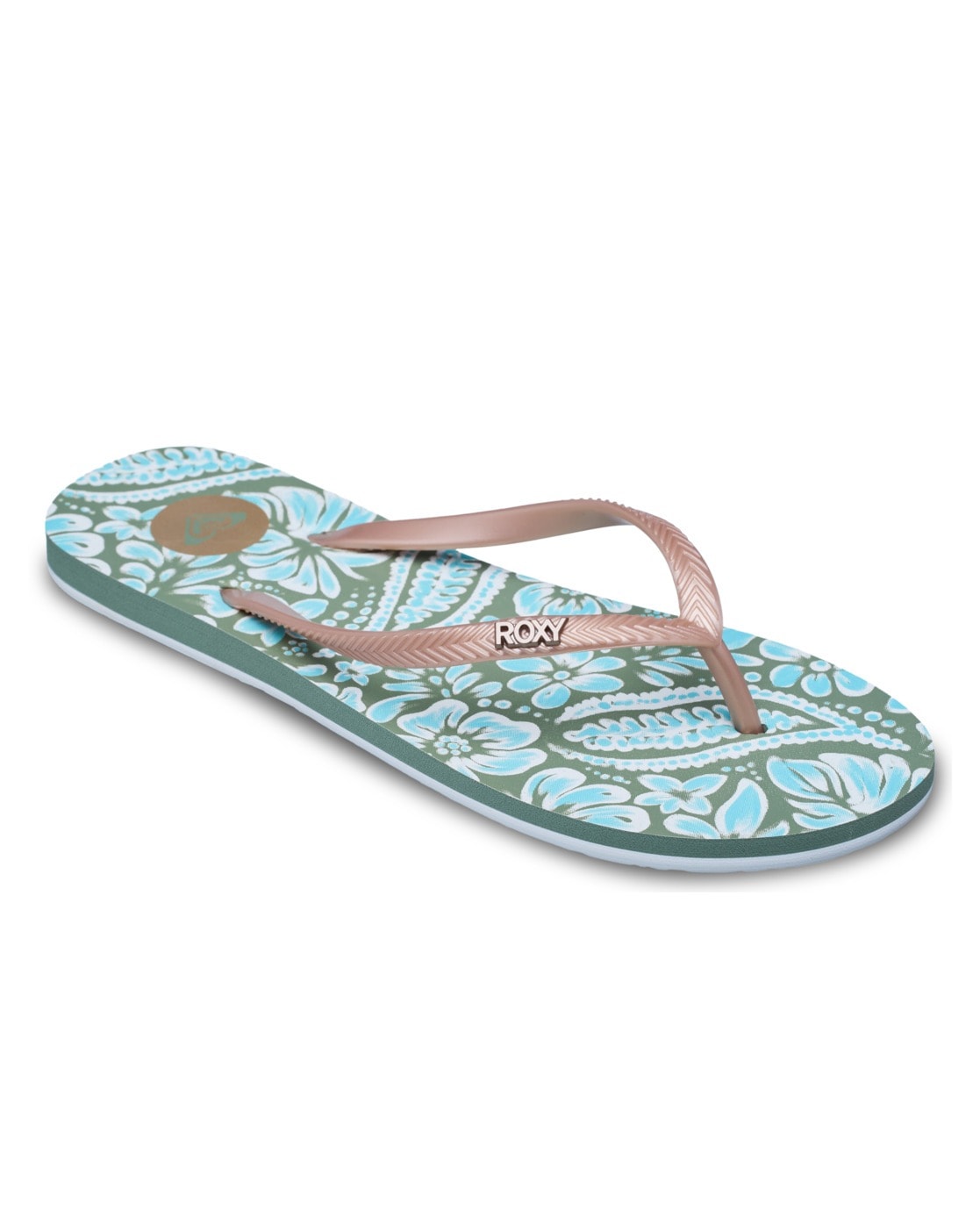 Sandale ROXY "Mauricia", Damen, Gr. 11(42), oil grün, Obermaterial:Obermaterial: 95% Tr/ 5% Metallnieten, Futter: 100% Synthetik Tr, Laufsohle: 100% Eva;, Schuhe Sandale