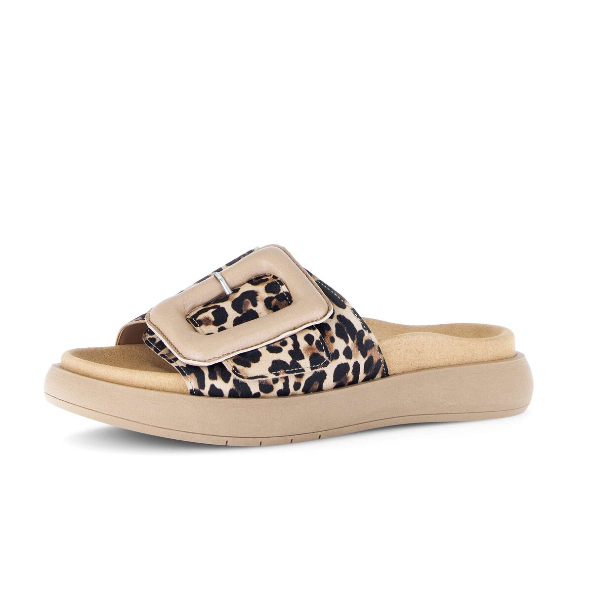 Pantolette GABOR "Pantolette Materialmix Leder", Damen, Gr. 41, beige, Schuhe Pantolette