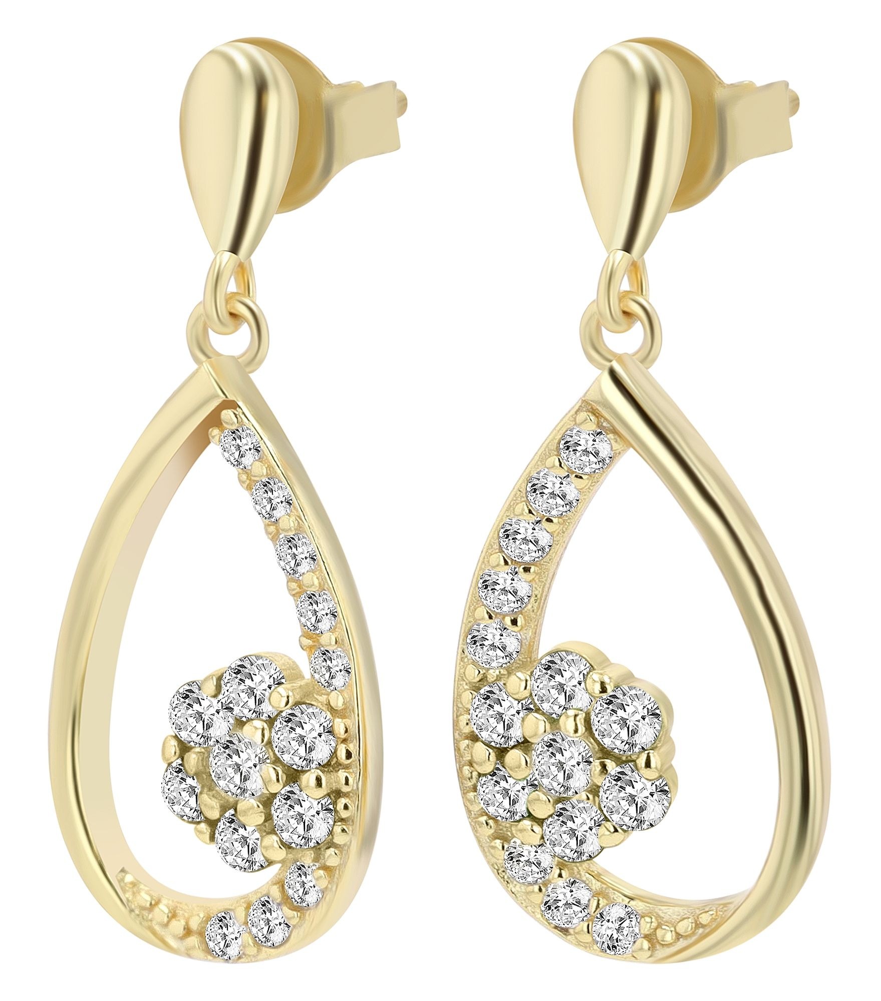 Paar Ohrhänger ADELIA´S "Damen Ohrringe – Ohrhänger aus 925 Silber mit Zirkonia", Damen, Gr. Damen, Silber 925 (Sterlingsilber), gold, Ohrringe, Zum Verschenken – ideal zum Jubiläum Image