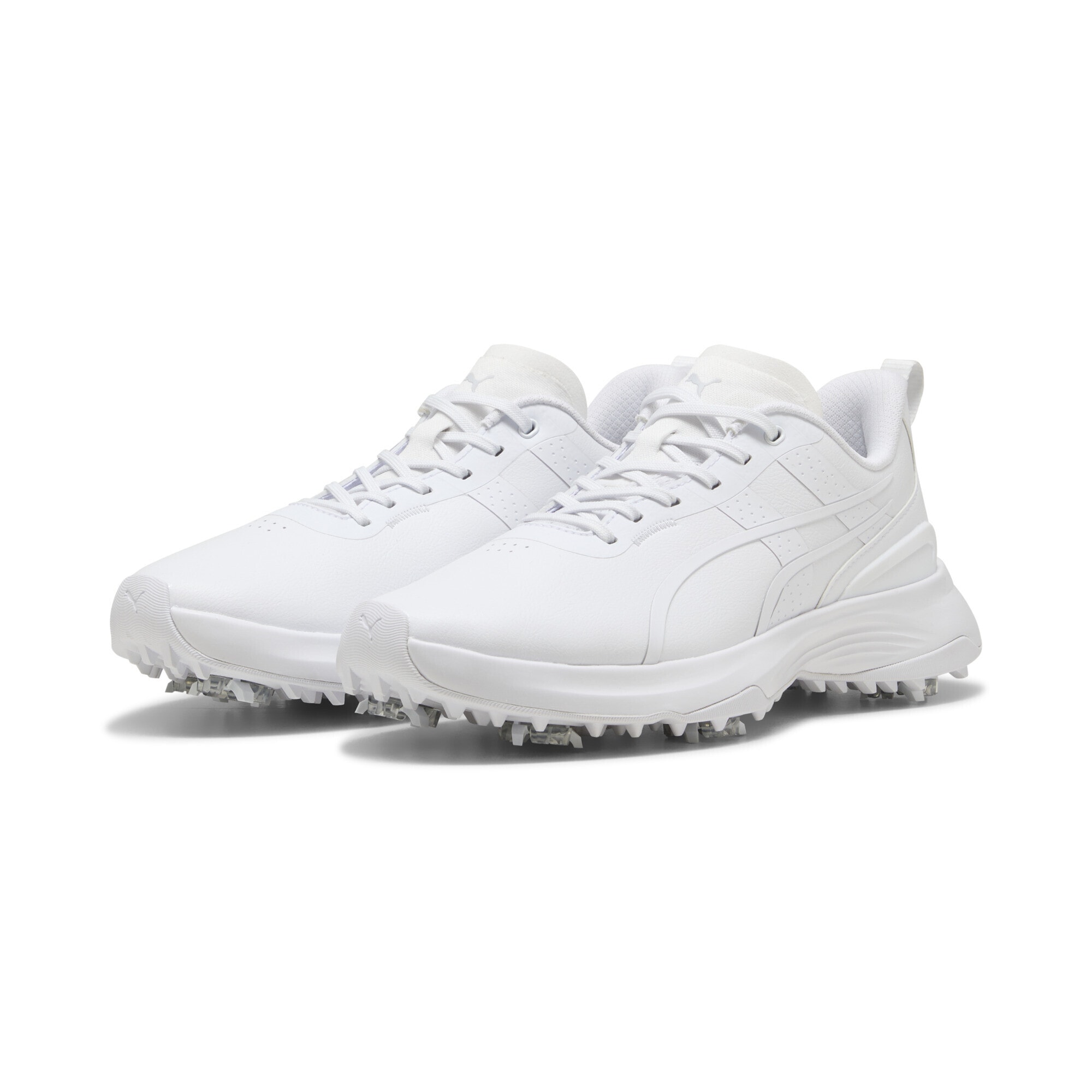 Golfschuh PUMA "Ignite Blaze 3 Golfschuhe Damen", Damen, Gr. 39, weiß silber mist gray, Obermaterial: Synthetik, Textil; Futter: Textil; Innensohle: Textil; Laufsohle: Gummi, Schuhe