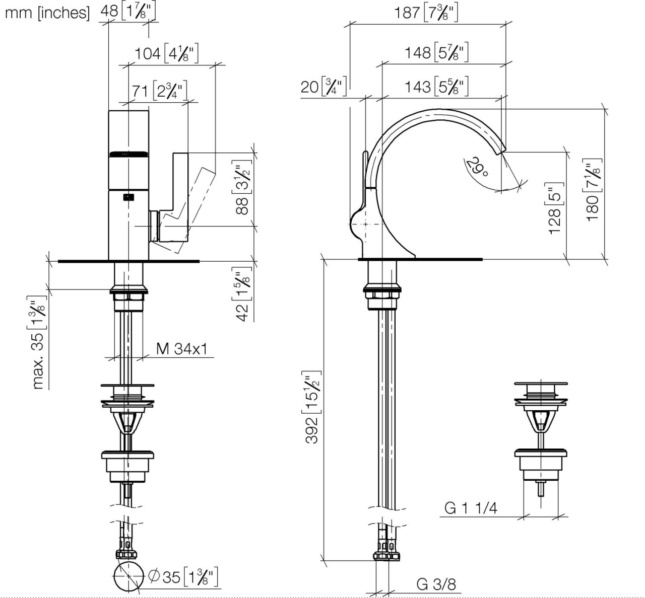 Dornbracht Waschtischarmatur mit Ablaufgarnitur CYO 33500811-42 Image
