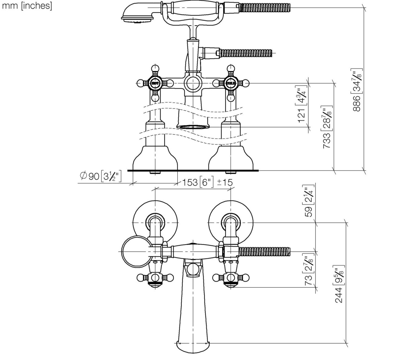Dornbracht Wannen-2-Loch Armatur f.freistehende Montage 25943360-42 Image