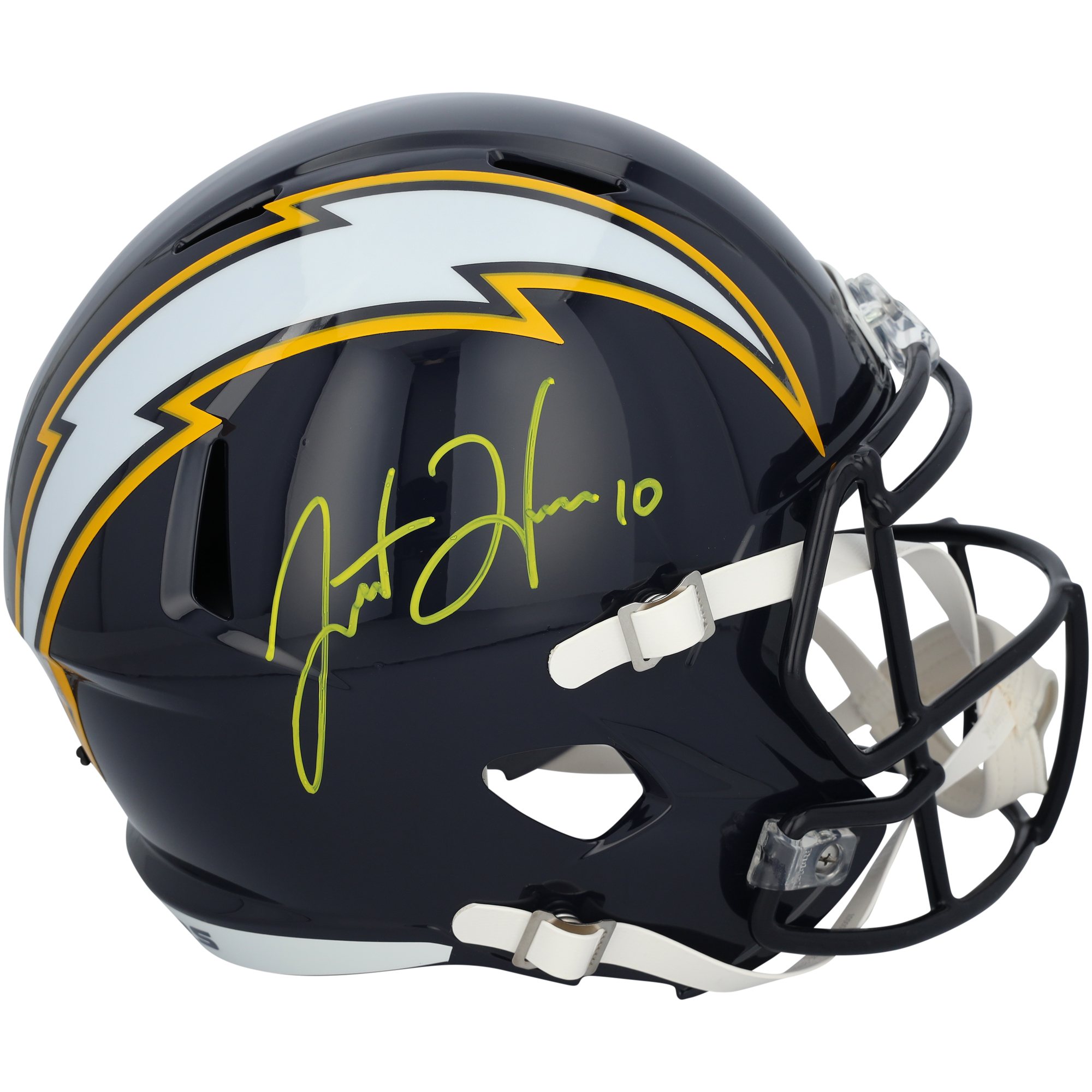 Justin Herbert Los Angeles Chargers signierter Riddell 2025 Alternate Speed Replica Helm Image