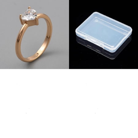 1Pcs Adjustable Brass Rhinestone Rings Heart Stackable Rings for Women Heart: 7x6mm US Size 6 1/4(16.7mm) DIY