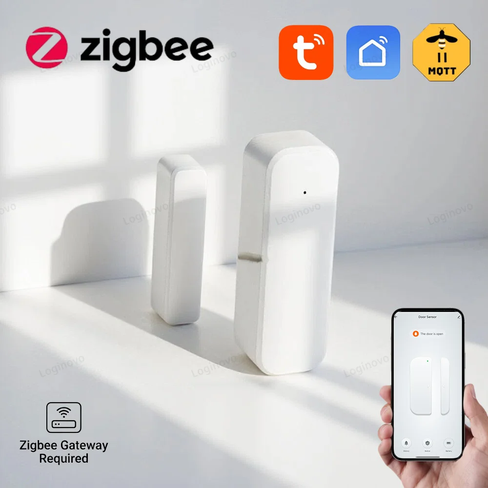Zigbee Tür- und Fenstersensor, intelligenter Sicherheitsalarm, magnetischer Einbruchschutz, kompatibel mit Alexa, Google Home, Tuya Z2M für Hausautomation
