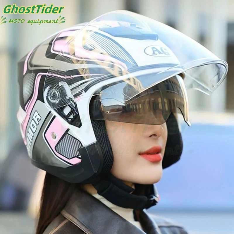 Motorradhelm für Herren und Damen, 3/4-Helm, Motorrad-Halbhelm, Cascos Para Moto, Casco Moto, Baden, Vendjavejave Image