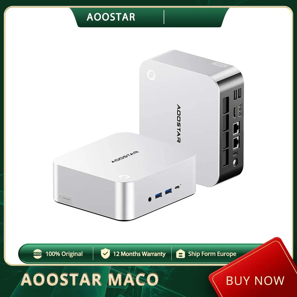 AOOSTAR MACO Mini-PC Barebone (Ohne RAM Ohne SSD) AMD Ryzen7 H 255 8 Kerne Max 4,9GHz, Fingerabdrucksensor, AMD Radeon 780M GPU, RJ45 2,5G*2 Image