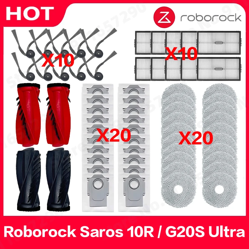 Kompatibel mit Roborock Saros 10R / G20S Ultra Ersatzteile Gummi-Seitenbürste Hepa-Filter Wischmopp Staubbeutel Ersatzteile Zubehör Image