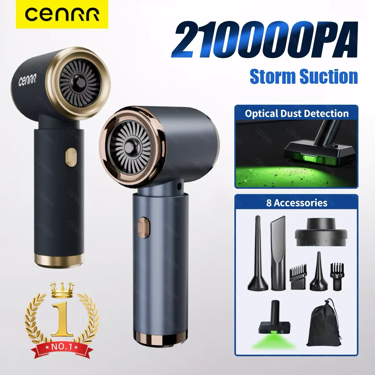 CENRR 210000PA Mini-Autostaubsauger Tragbarer Staubsauger mit Starker Saugkraft Kabelloser Leistungsstarker Handstaubsauger für die Autoreinigung Image