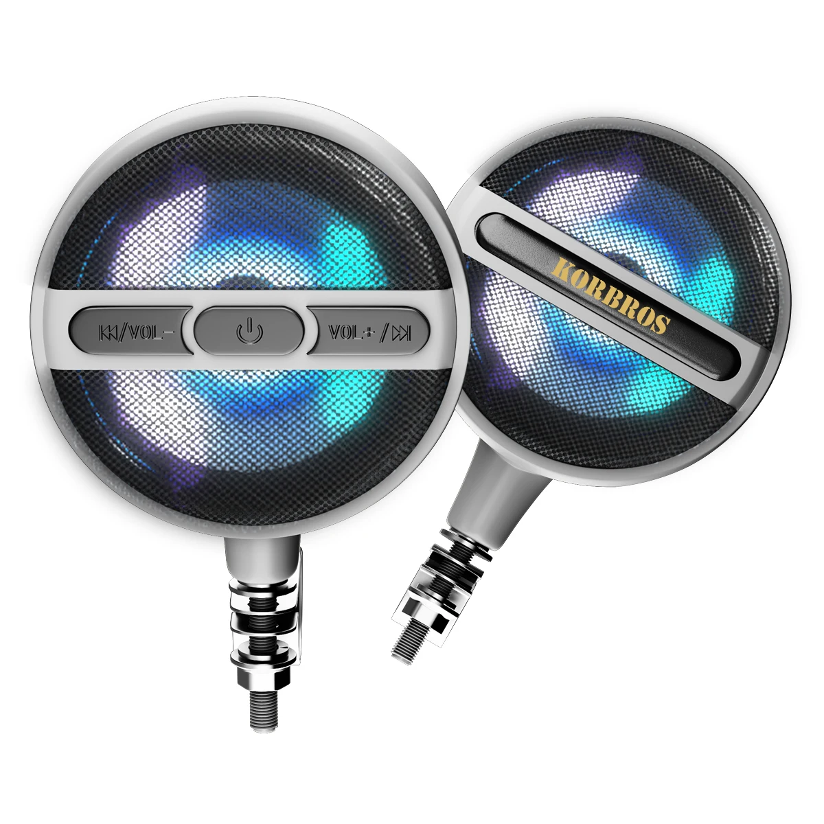 Sistema di altoparlanti Bluetooth per moto, design impermeabile, adatto per veicoli/radio/radio USB/radio FM da 12 V (Argento)
